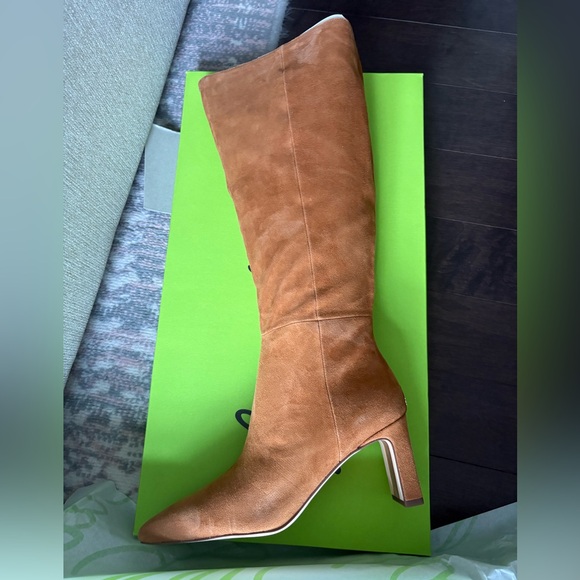 ✨BNIB Sam Edelman Sylvia Brown Suede Boots- Wide Calf 7.5 ✨🤎 - Picture 2 of 12